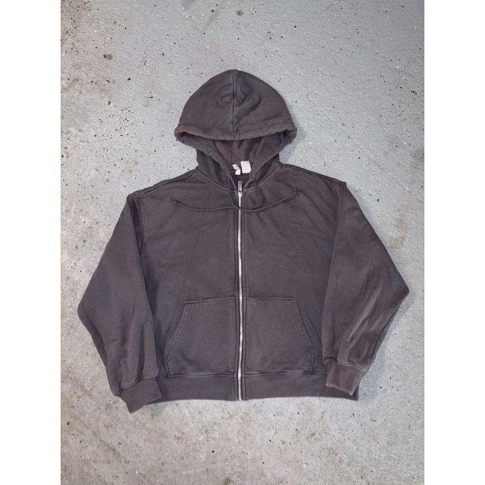 HM Divided Mens Washed Black Full Zip Hoodie Fleece Sweatshirt Gray Size M